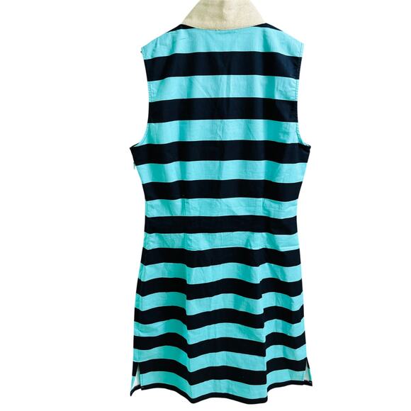 Sail to Sable Cabbage Navy Shift Dress With Gold Shimmer Neck Line NWT Size S - Picture 3 of 5